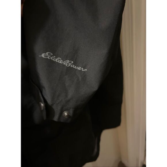 Eddie Bauer WeatherEdge Hood Trench Rain Coat Black XL Lightweight - Picture 8 of 13